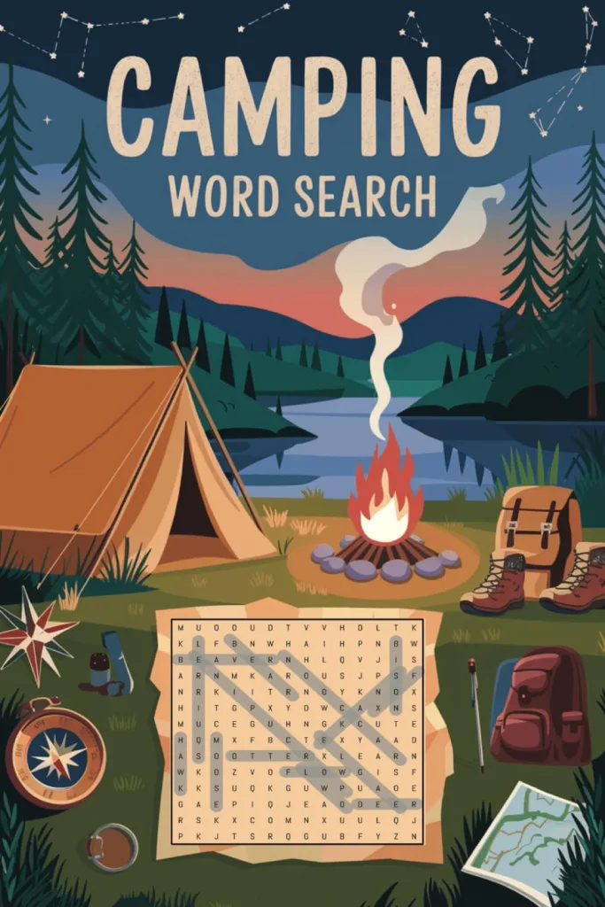 Camping Word Search: Word Searches with Large Print About Outdoor, Nature, Travelling and More | 6X9 Inches, 112 Pages, 55 Puzzles | Perfect Gift for Adventurers (Adventure Word Search) 