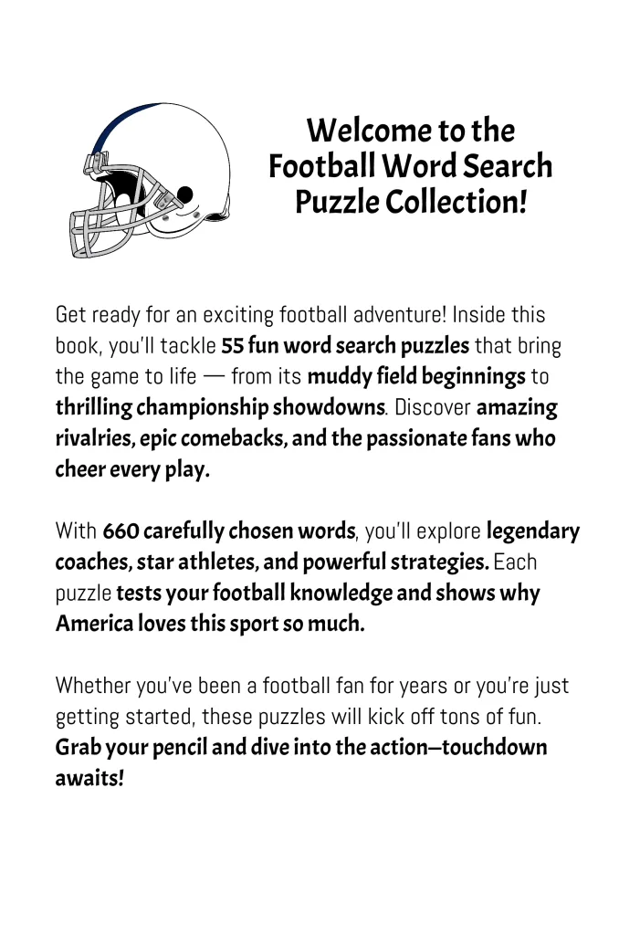 Football Word Search for Kids: Word Searches with Large Print About Teams, Players, Basics and More
