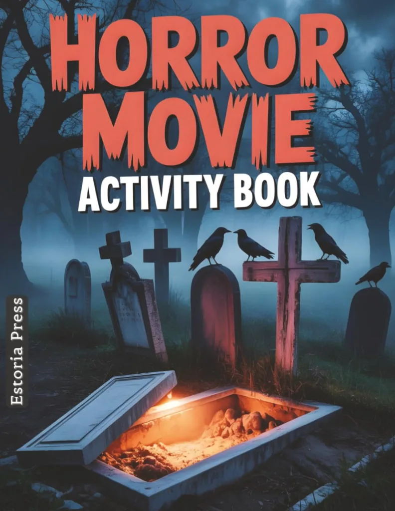 Horror Movie Activity Book: Scary Word Searches, Spooky Brain Games, Cryptograms, Riddles & Large Print Coloring Fun for Adults Who Love Creepy Films and Fright-Filled Challenges Paperback – Large Print